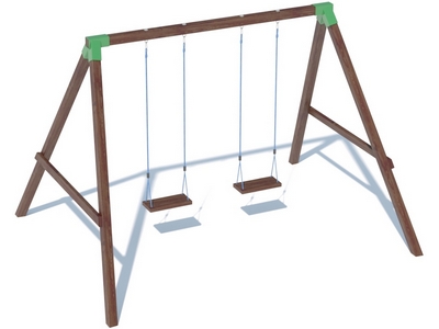 Качели деревянные серия O1 модель 1 с сидениями на канатах