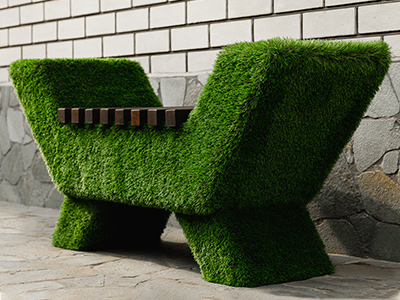 Топиари лавочка (темная, бук) - газон Premium